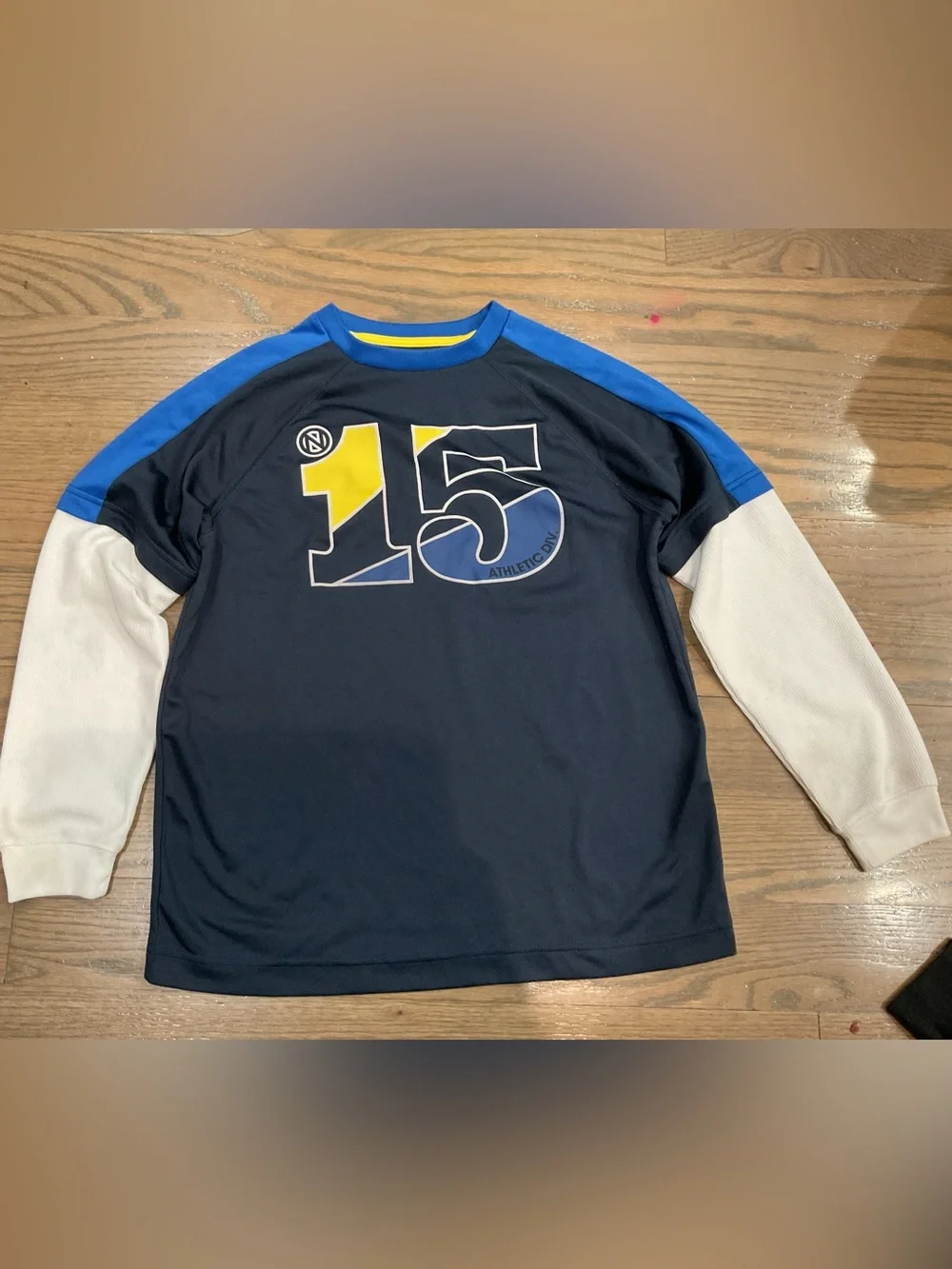 Old Navy Boys Sporty Long Sleeve Shirt Size L (10/12) Number 15 Graphic